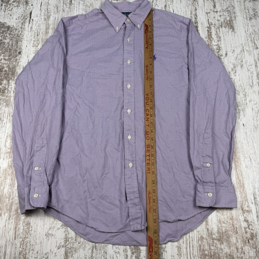 Ralph Lauren Button Down Shirt Sz M Check Long Sleeve Casual  Dad Business‎ - Picture 6 of 8